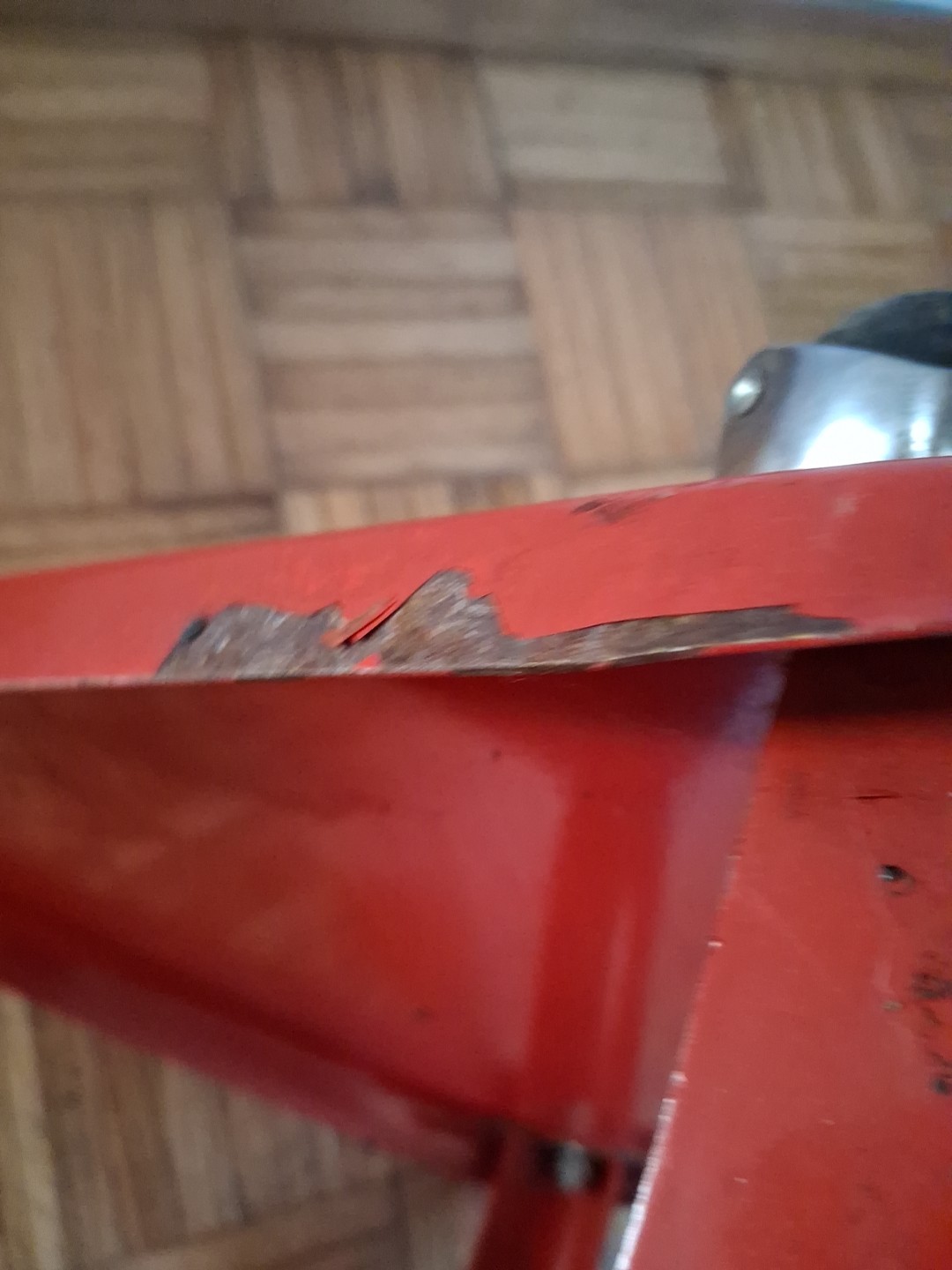 Vintage Mechanics Rolling Seat Red Triangle On Wheels