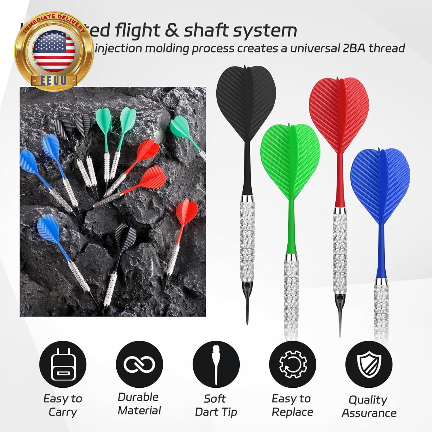 Plastic Tip Darts,12Pcs Soft Darts Set with 100 Plastic Tips for Electronic Dart