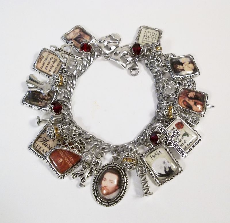 William Shakespeare Charm Bracelet Hand Crafted Romeo Juliet Hamlet
