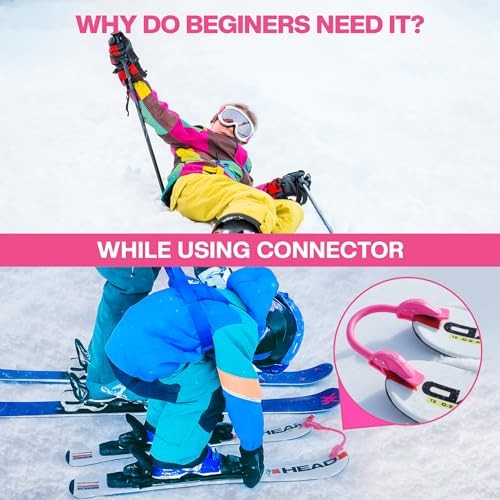 Wedgease Ski Tip Connector - Learn to Ski - Teaches Speed Control, Making PINK