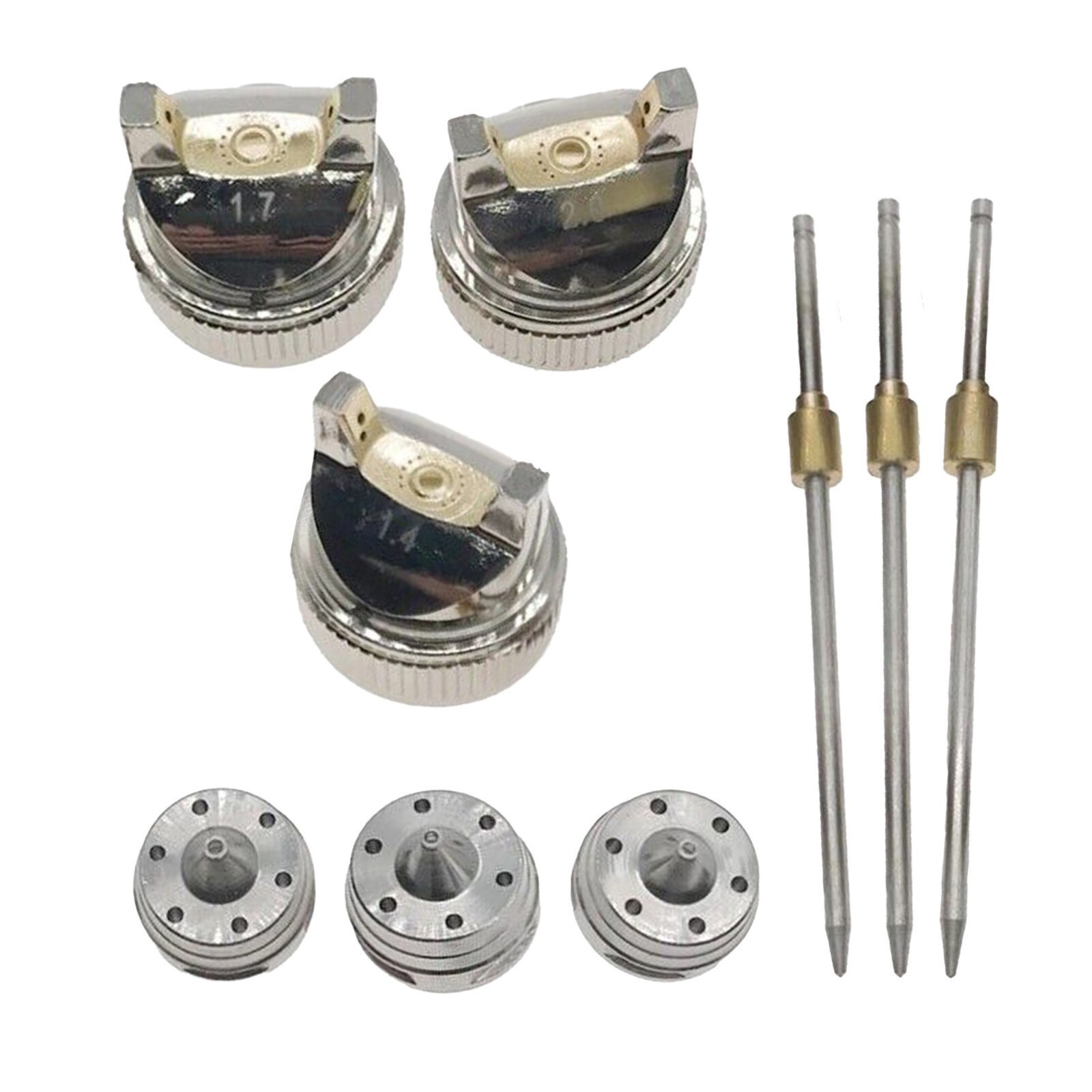 Air Spray Gun Nozzle Replace 1.4/1.7/2mm Pneumatic Manual Spray Paint Gun 3pcs