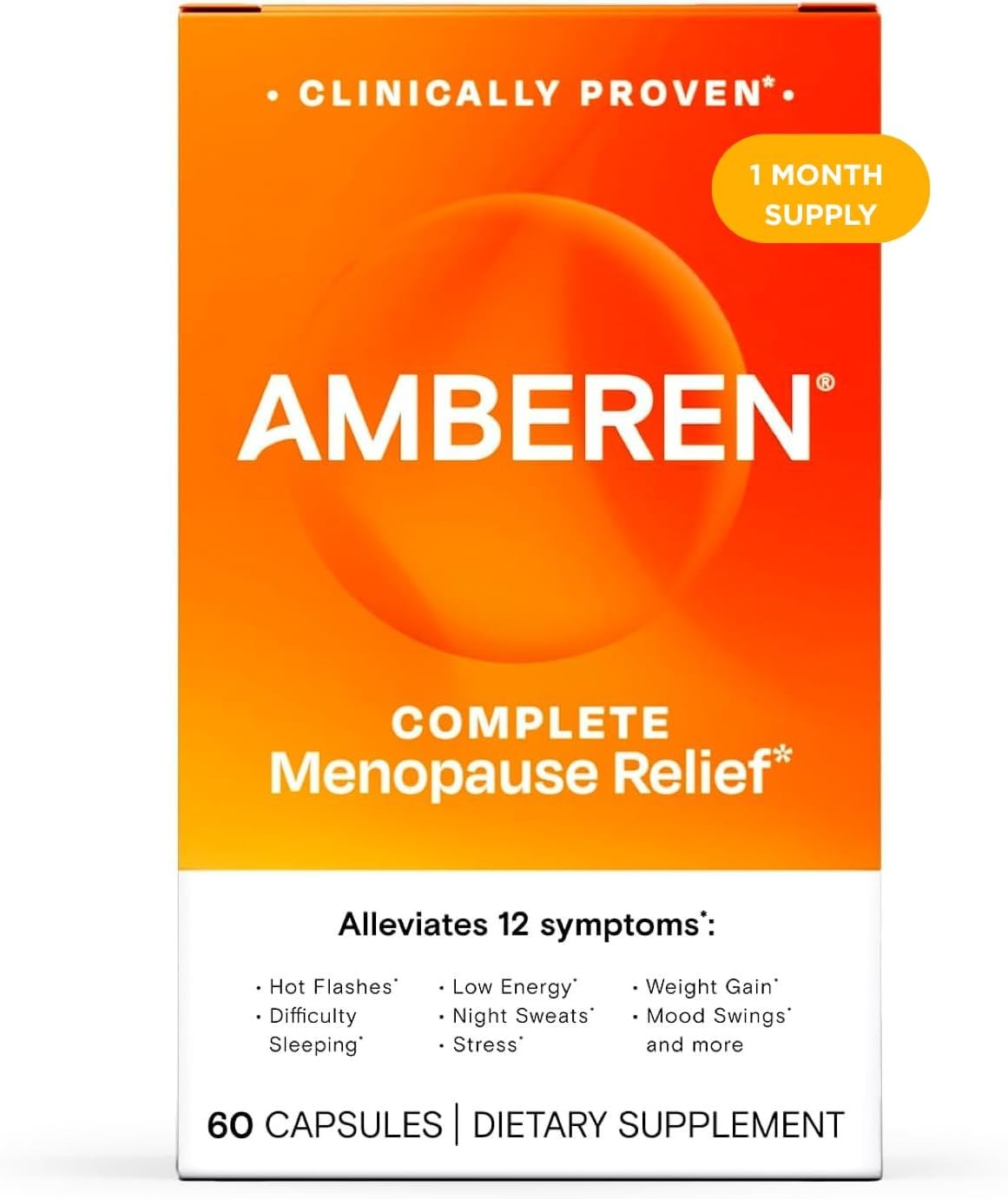 Amberen Menopause Supplement for Women, 60 Capsules, Clinically Proven, Helps