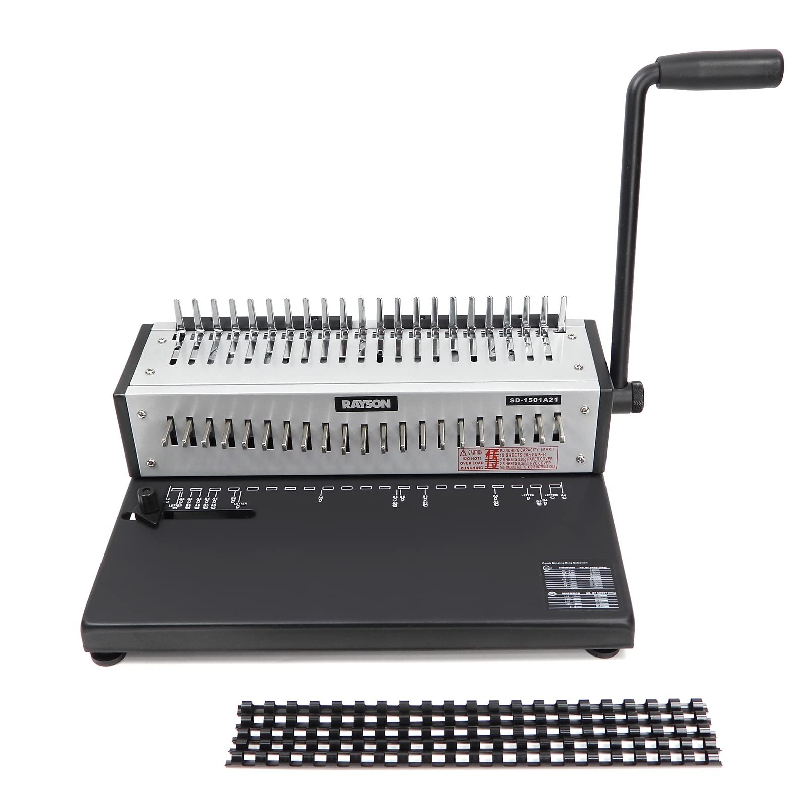 Rayson SD-1501A21 Binding Machine with Combs Set - 21 Hole / 200 Sheets Comb ...
