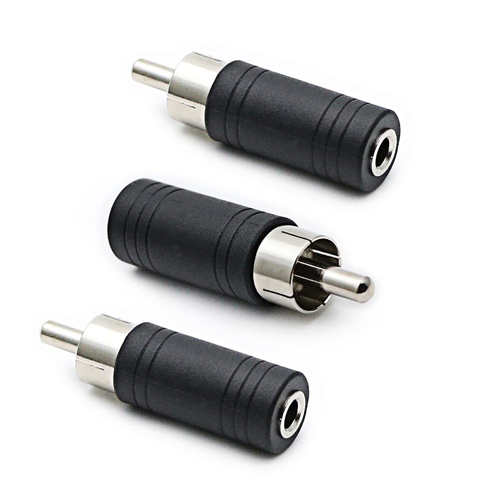 rgzhihuifz 3.5mm Female to RCA Male Adapter 3-Pack 27.9*10.55MM, Black