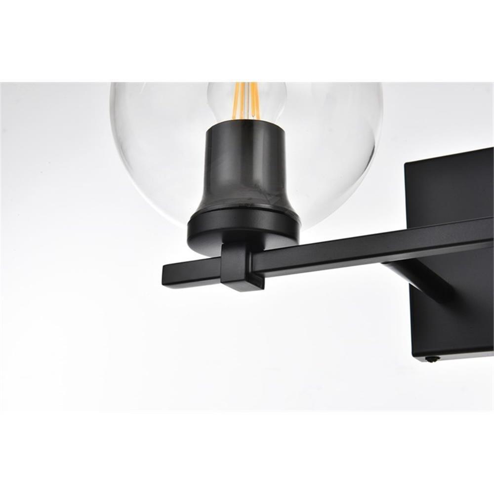 Living District Juelz 2-Light Iron & Glass Bath Sconce in Black/Clear