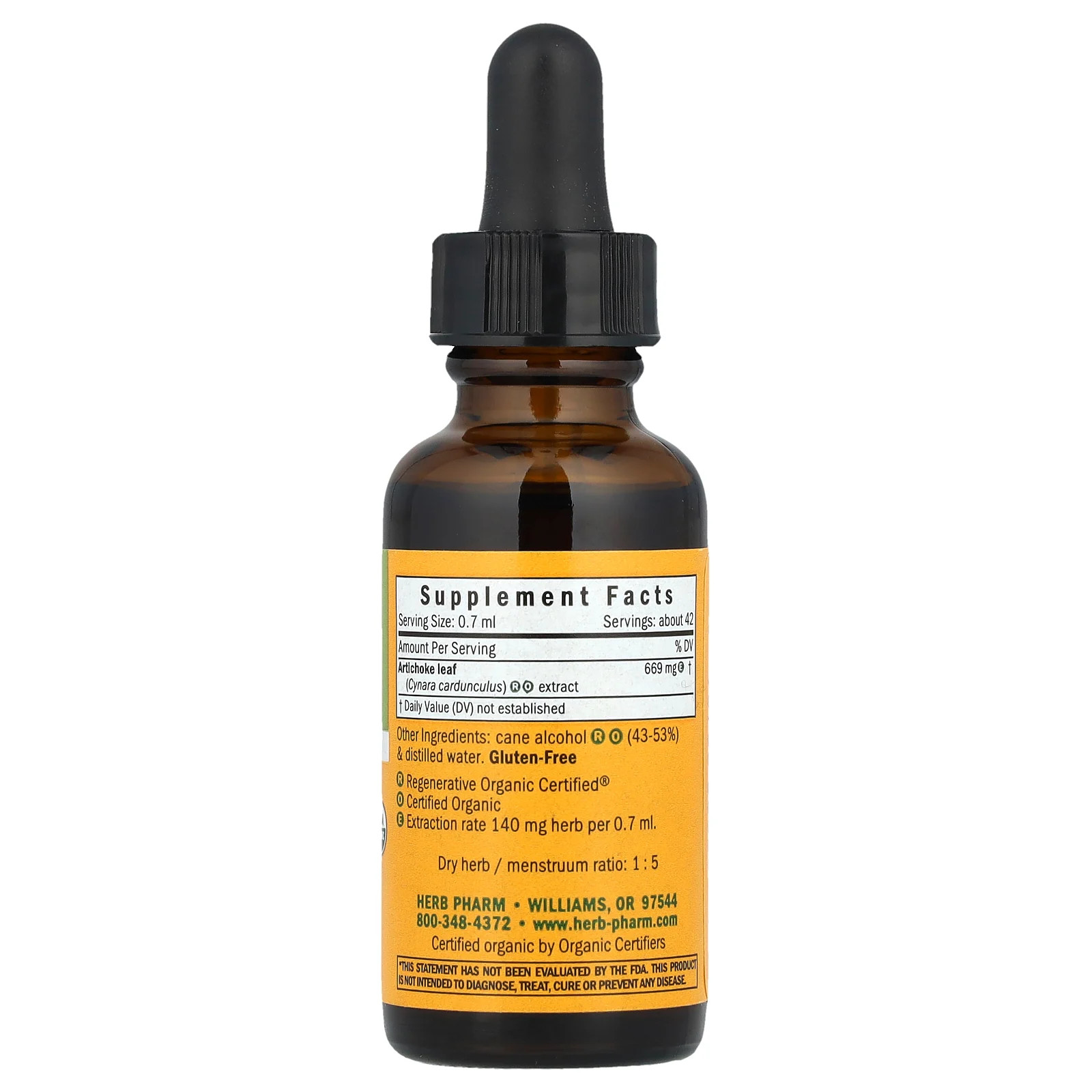 Herb Pharm Artichoke Whole Leaf 1 fl oz 30 ml Gluten-Free, Organic