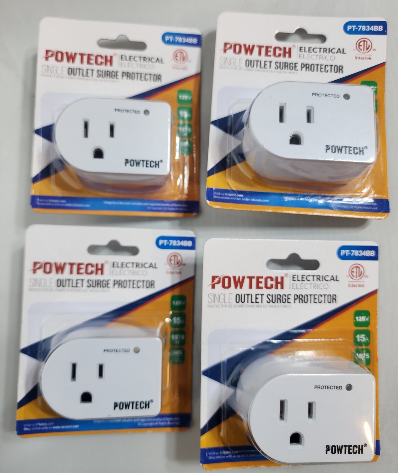 4-Pack Powtech Surge Protector Outlet Wall Plug Single Outlet Voltage Protection