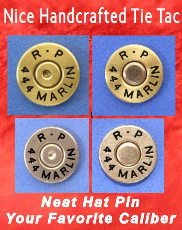 Remington R-P 444 MARLIN brass Cartridge Head Hat Pin, Jacket Pin, Tie Tac