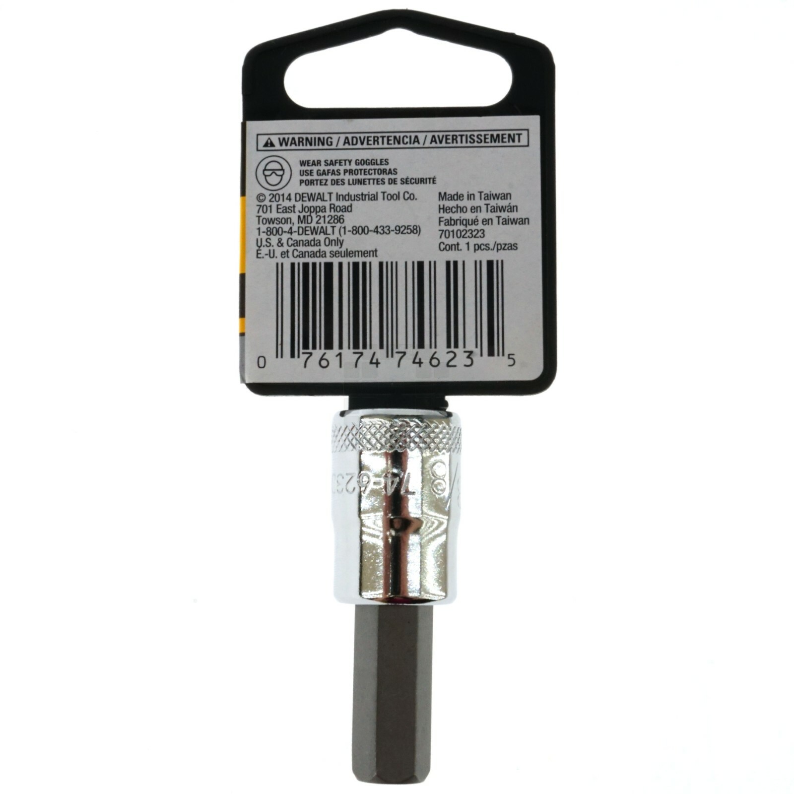 Dewalt DWMT74623OSP 3/8" Chrome Hex Bit Socket, 3/8" Drive, 74-623D