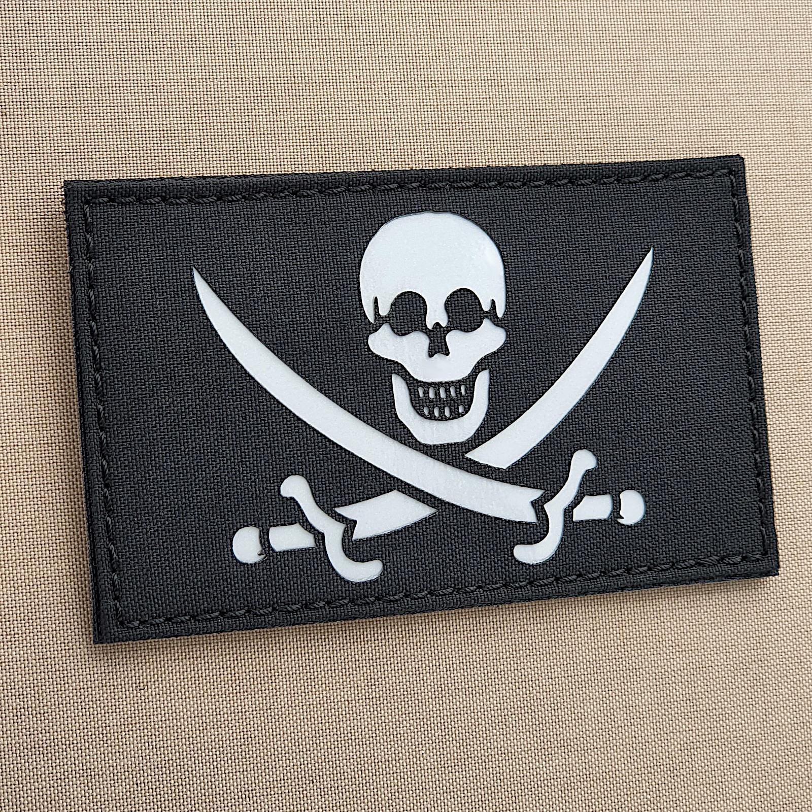 big 3x5 calico jack reflective jolly roger pirate flag tactical morale patch
