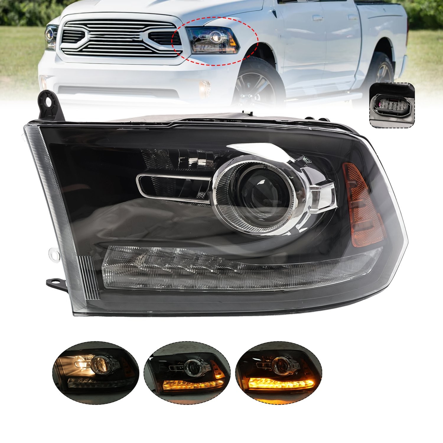 LED Projector For 2013-2018 Dodge Ram 1500 2500 3500 Headlight LH Driver Side