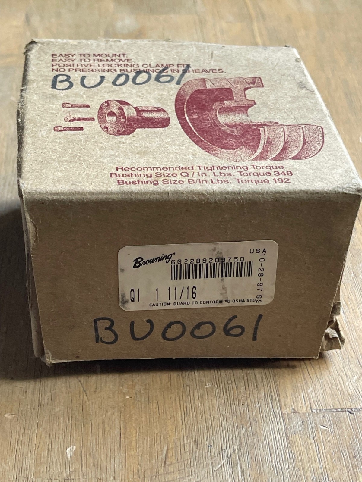 BROWNING Q1 1-11/16 SPLIT TAPER BUSHING NEW