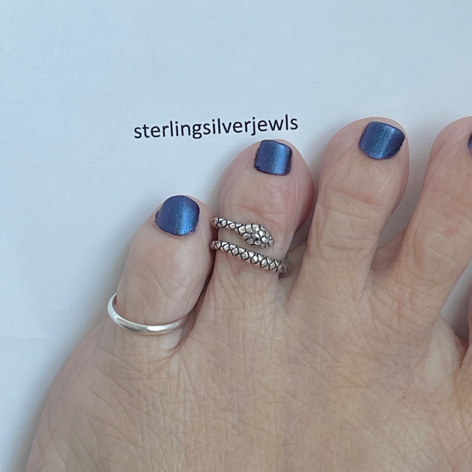Sterling Silver Wraparound Snake Toe Ring, Silver Rings, Reptile Ring, Animals