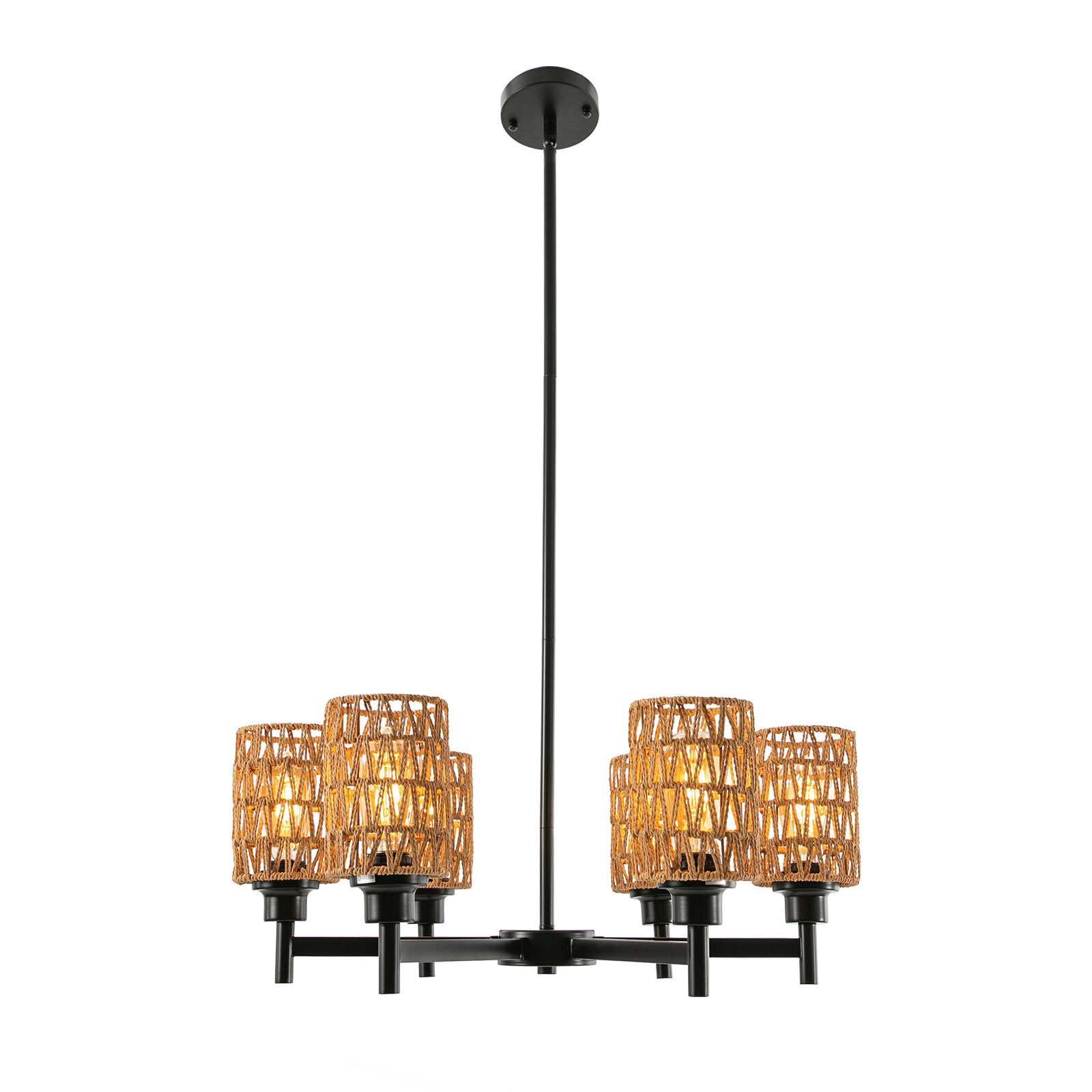 24.8" 6-light Rustic Retro Ceiling Light Ceiling Mount Lamp Dimmable Chandeliers