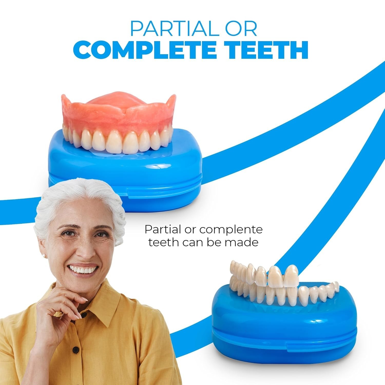 Personalized Upper and Lower Dentures - Home Solution Kit with 12 Durable Pieces