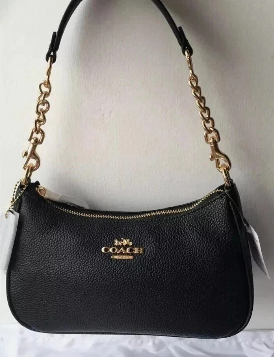 NWT COACH CA209 Teri Shoulder Bag Black Refined Pebble Leather Free Shipping New