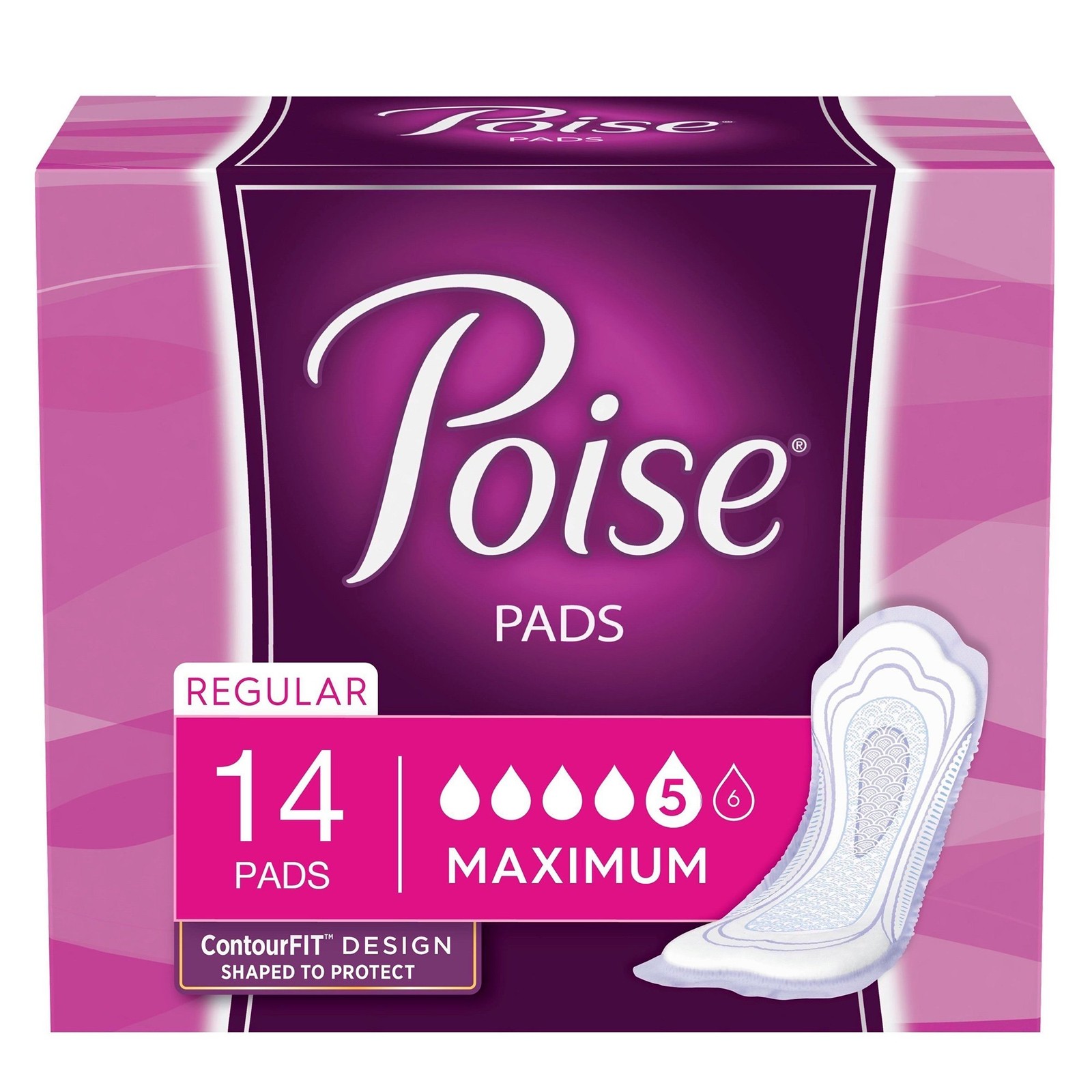 Poise Female Incontinent Pad Regular Length 12.2 Inch Length 19568 68 14 Ct