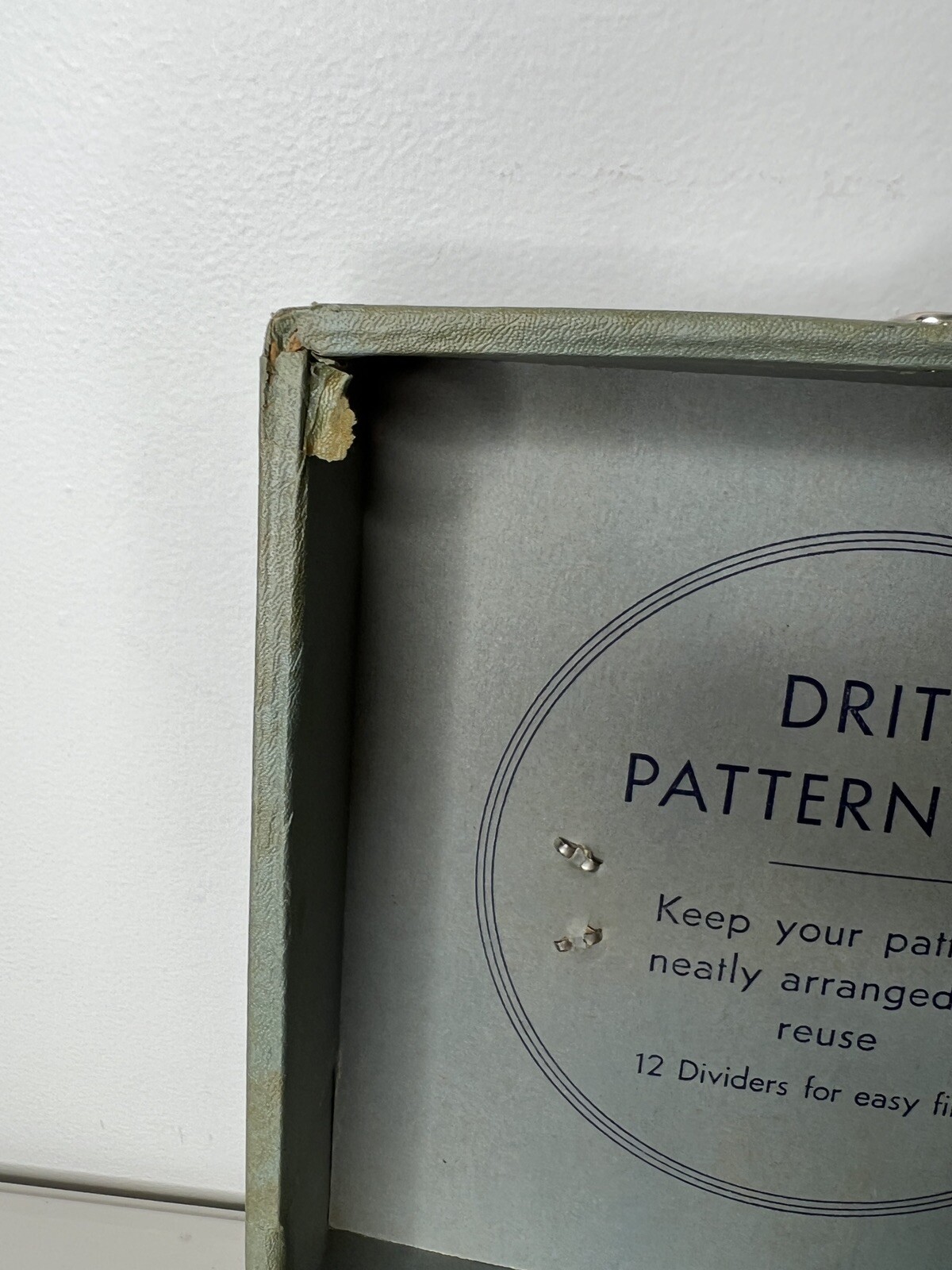 Vintage Dritz Sewing Pattern Green File Folder Box