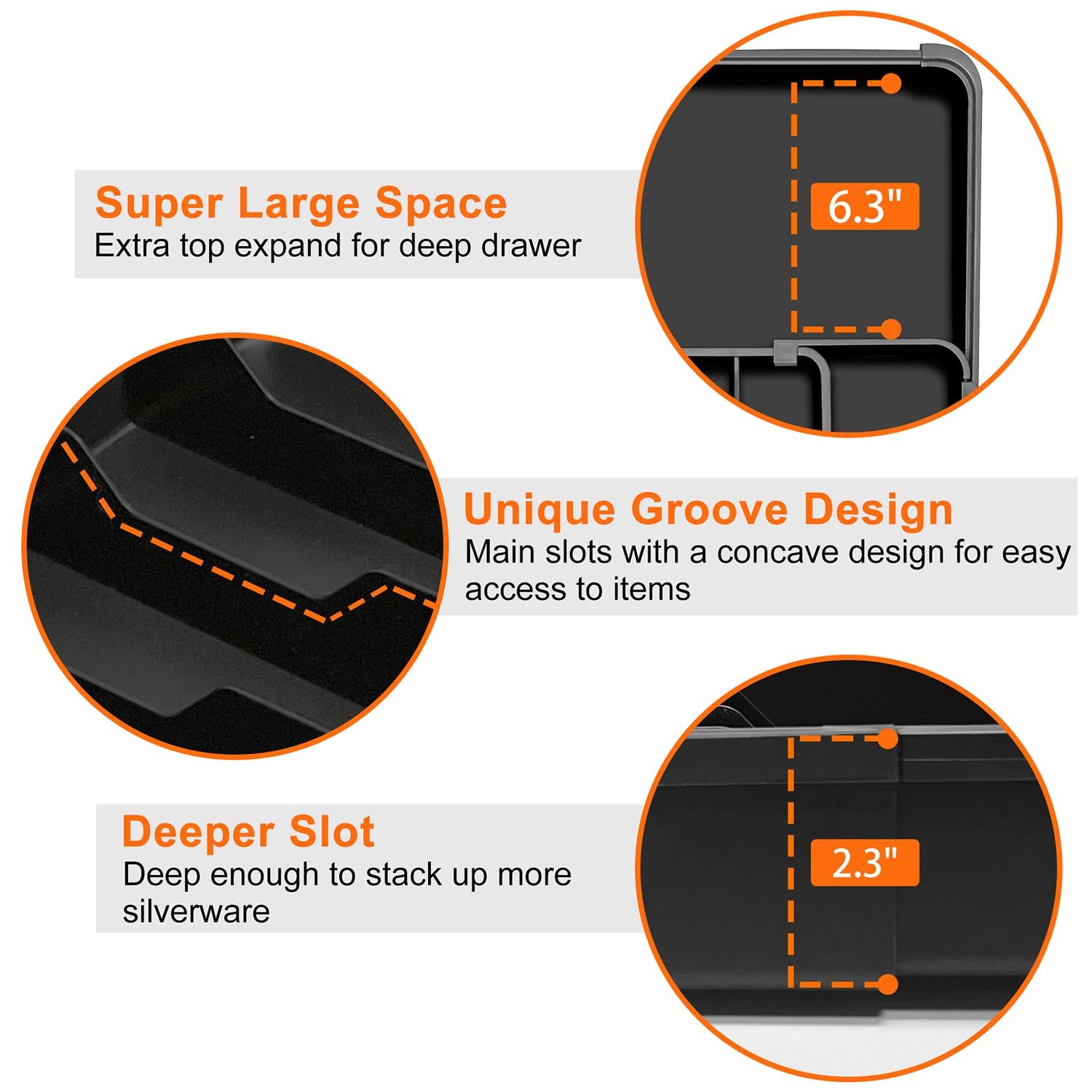 Spaclear Silverware Organizer - Expandable Kitchen Drawer Organizer, Black