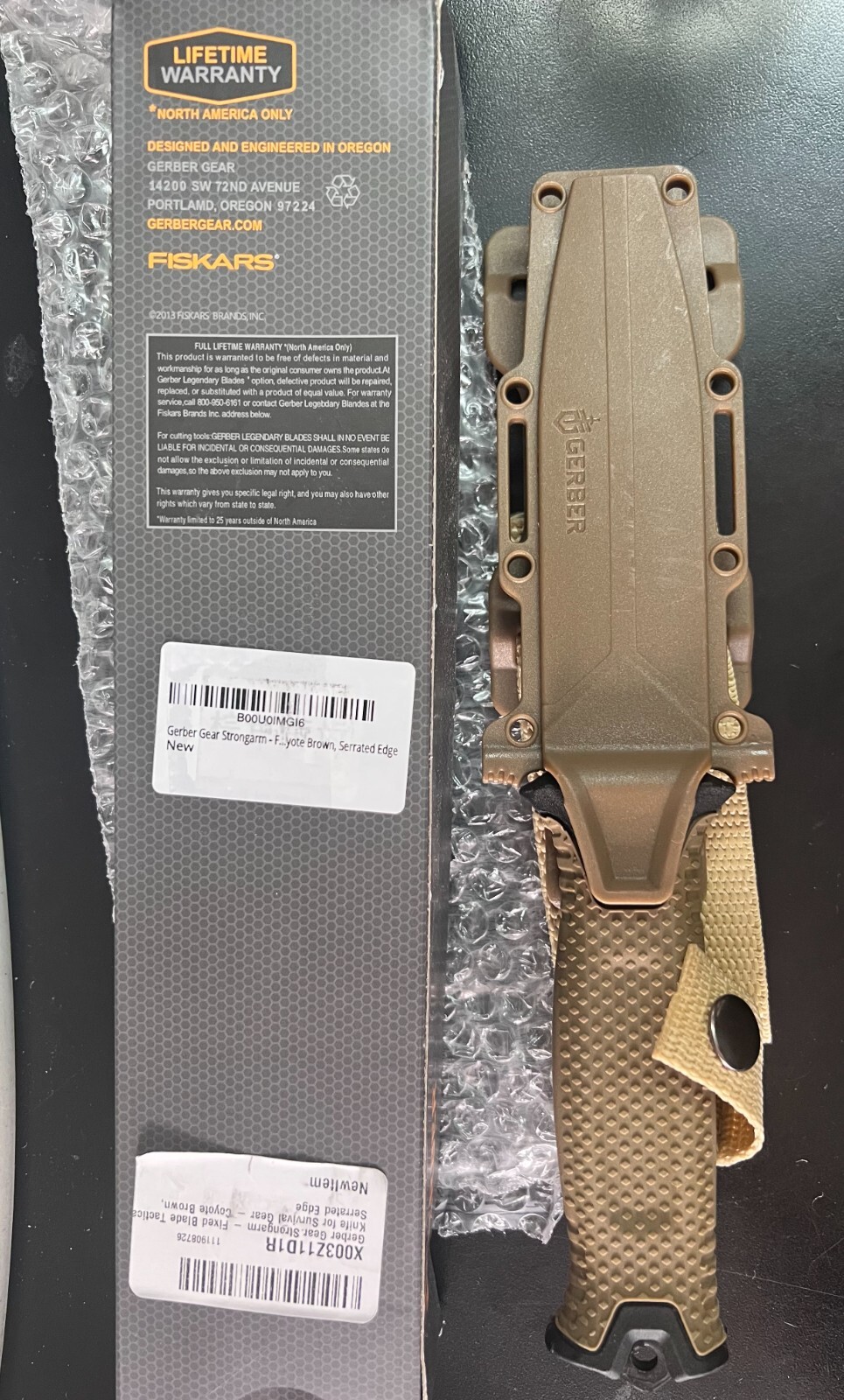 Gerber StrongArm Fixed Blade Knife Plain Edge  Coyote Brown Original