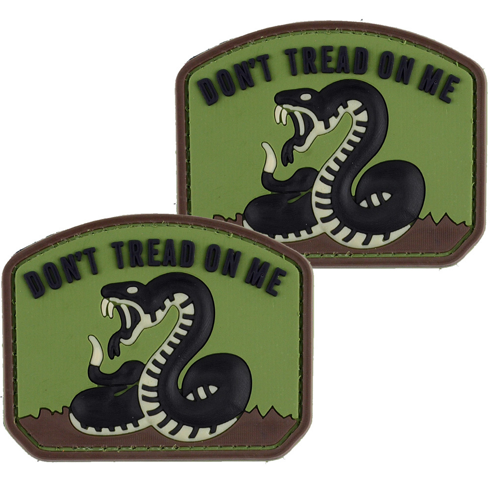 2x Don't Tread On Me Brown PVC Patch 3D Tactical Badge Hook #22