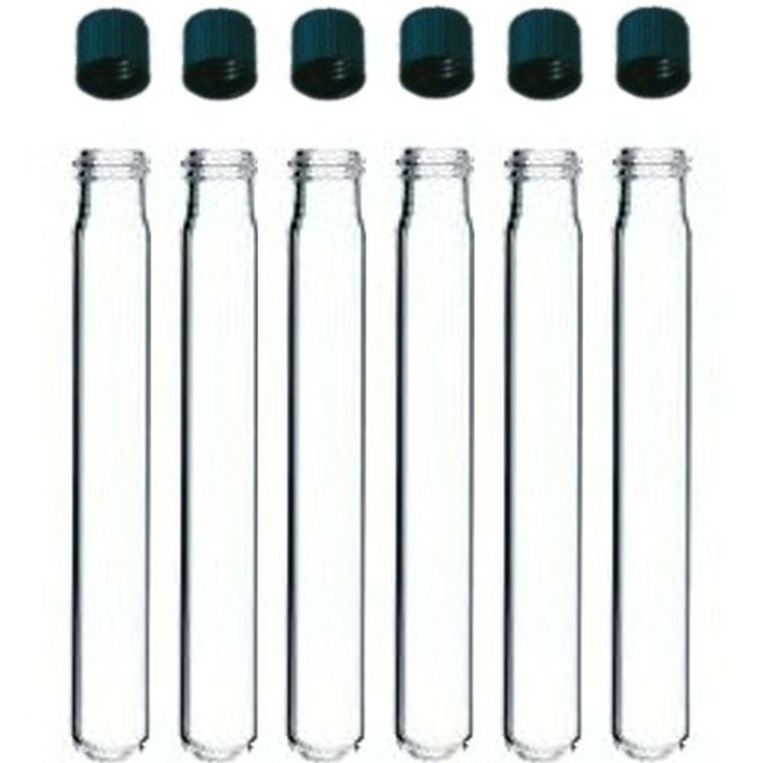6 Pack - 5-inch, 16x125mm Pyrex Glass Test Tubes with Screw Caps