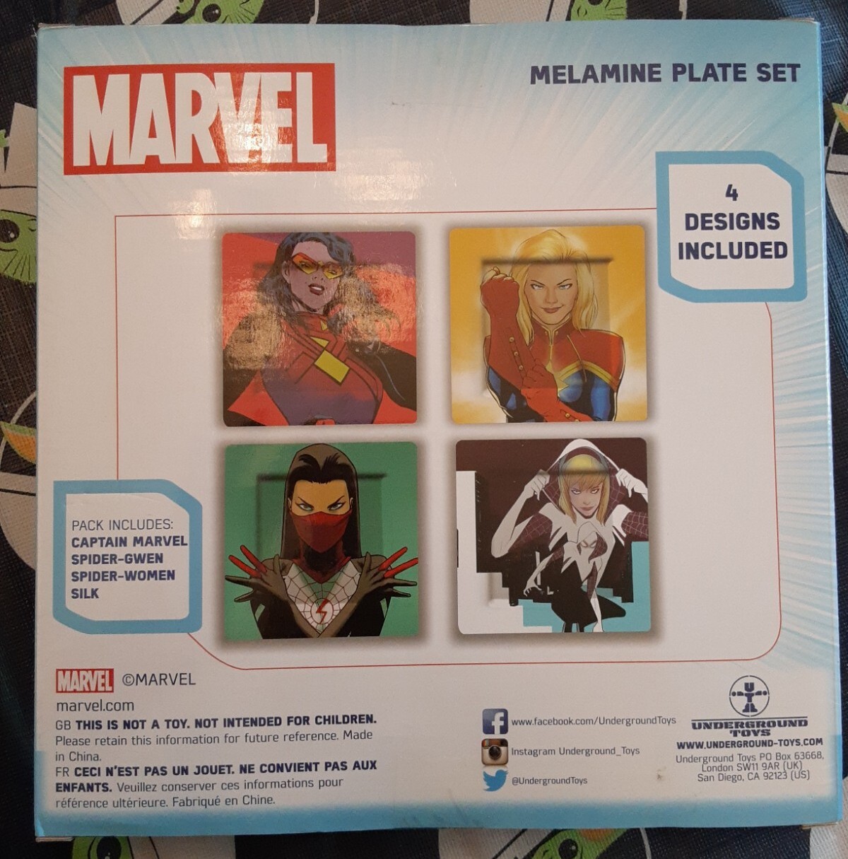 Marvel Melamine 3 Pack Set 2016 SDCC Convention Captain Marvel Spider Gwen Silk