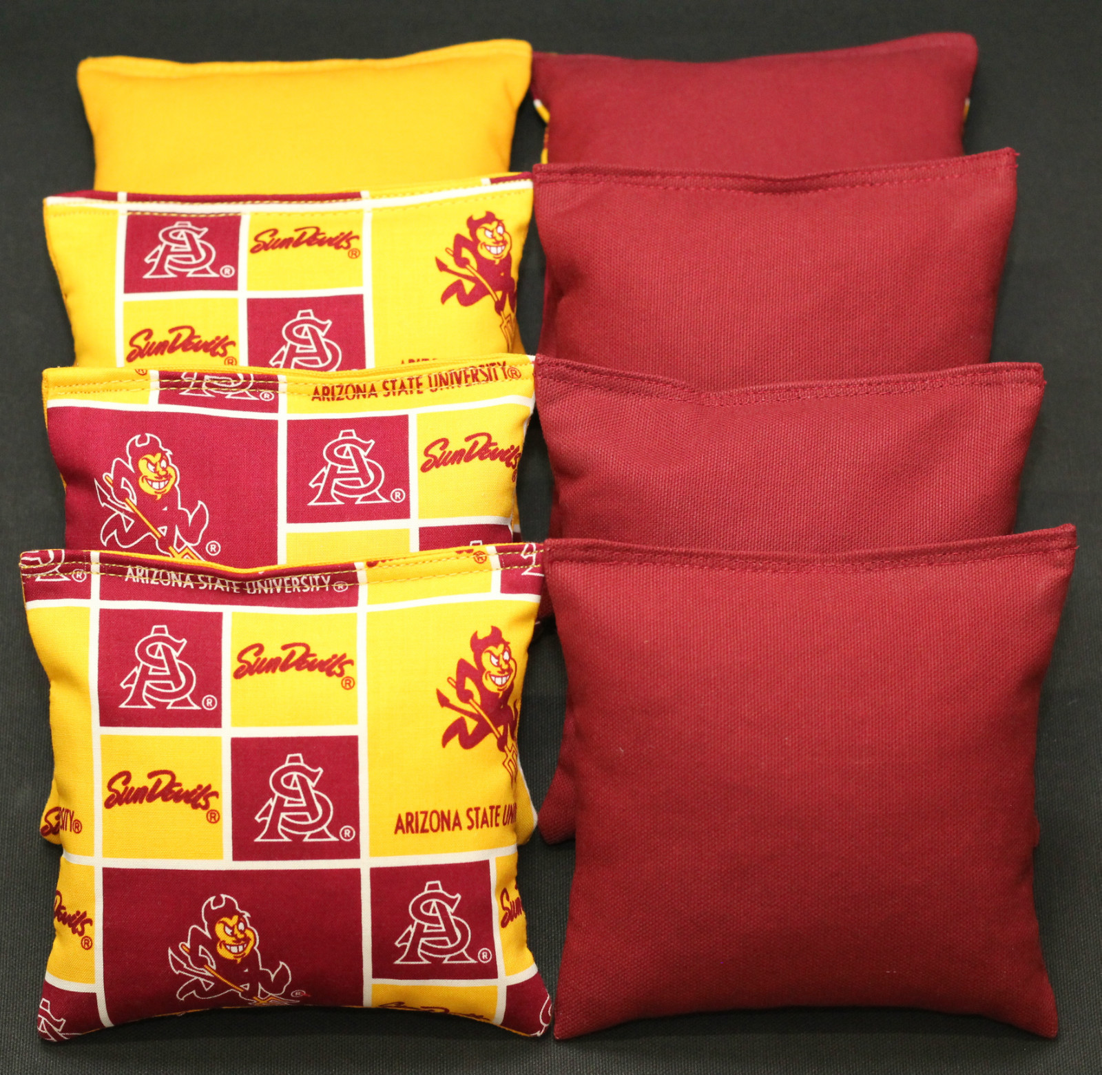 ARIZONA SUNDEVILS CORNHOLE BEAN BAGS 8 ACA Regulation ASU Hole Shot Bags NEW!