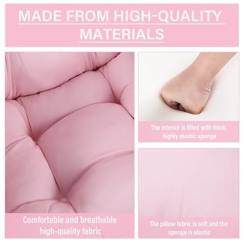 Lazy Chair with Ottoman, Comfy Reading Lounge Chair with Pink-same Color Pillow
