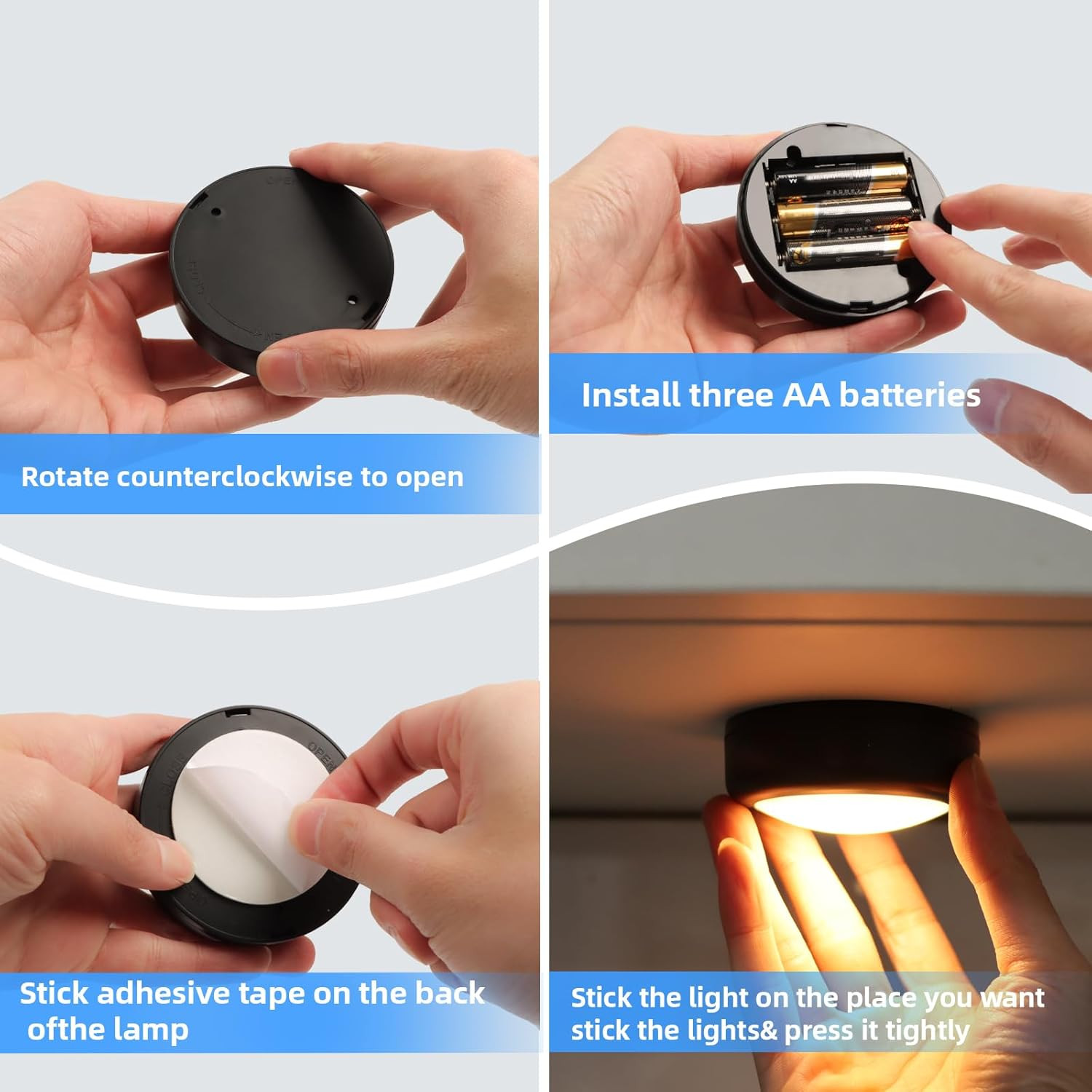 Push Lights with Remote Puck Lighting Battery Operated Tap Lights Button Stick o