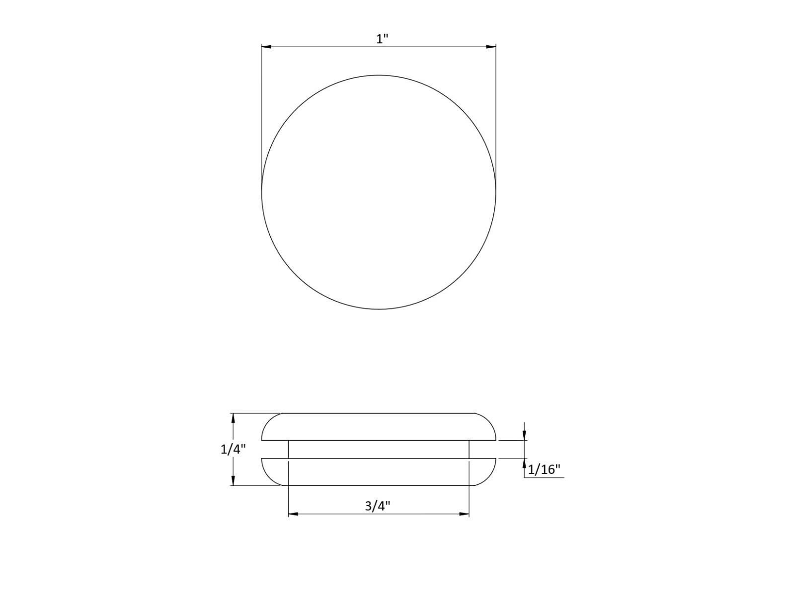 Rubber Hole Plug for 3/4" Opening - 1/16" Thick Panel -Grommet Without A Hole