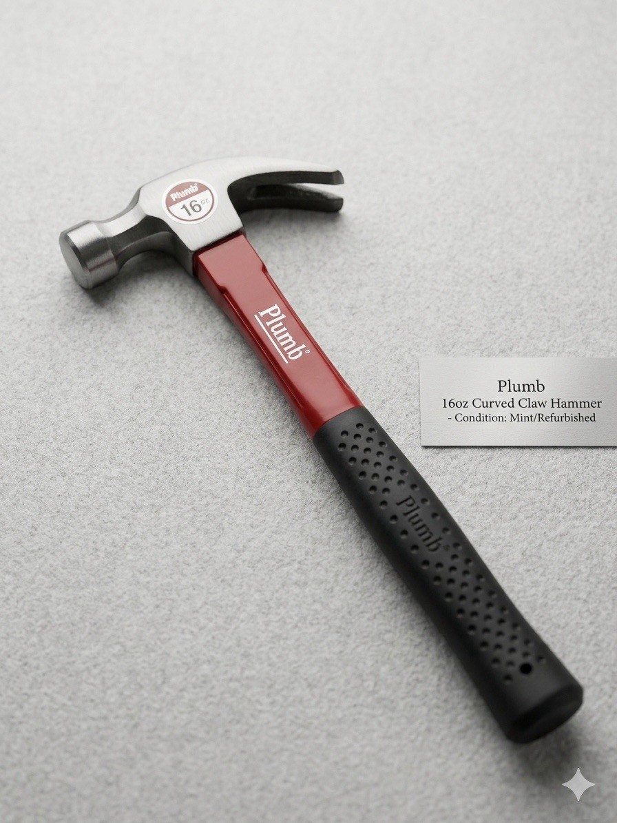 Plumb 16oz Curved Framing Claw Hammer 12in Steel/Rubber Handle Red Black Silver