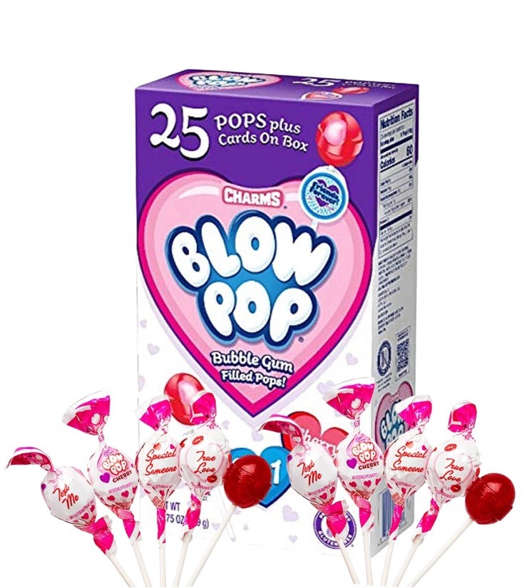 Charms Valentine Blow Pop 25 Friendship Exchange Kit 13.75 Ounce Cherry Flavor