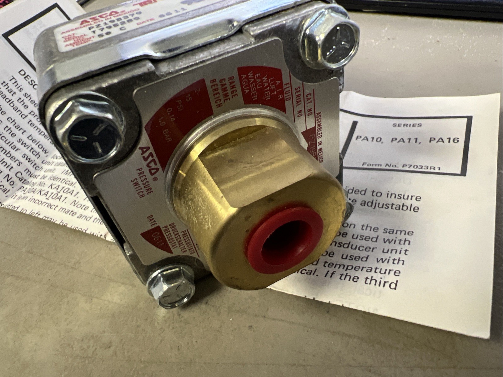 Asco PZ19B379 Tri-Point Pressure Switch
