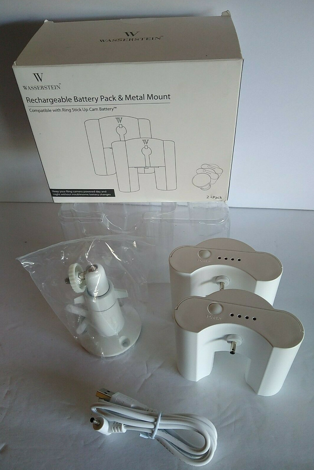 Rechargeable Battery Pack & Metal Mount Compatible With Ring Stick Up Cam Battry
