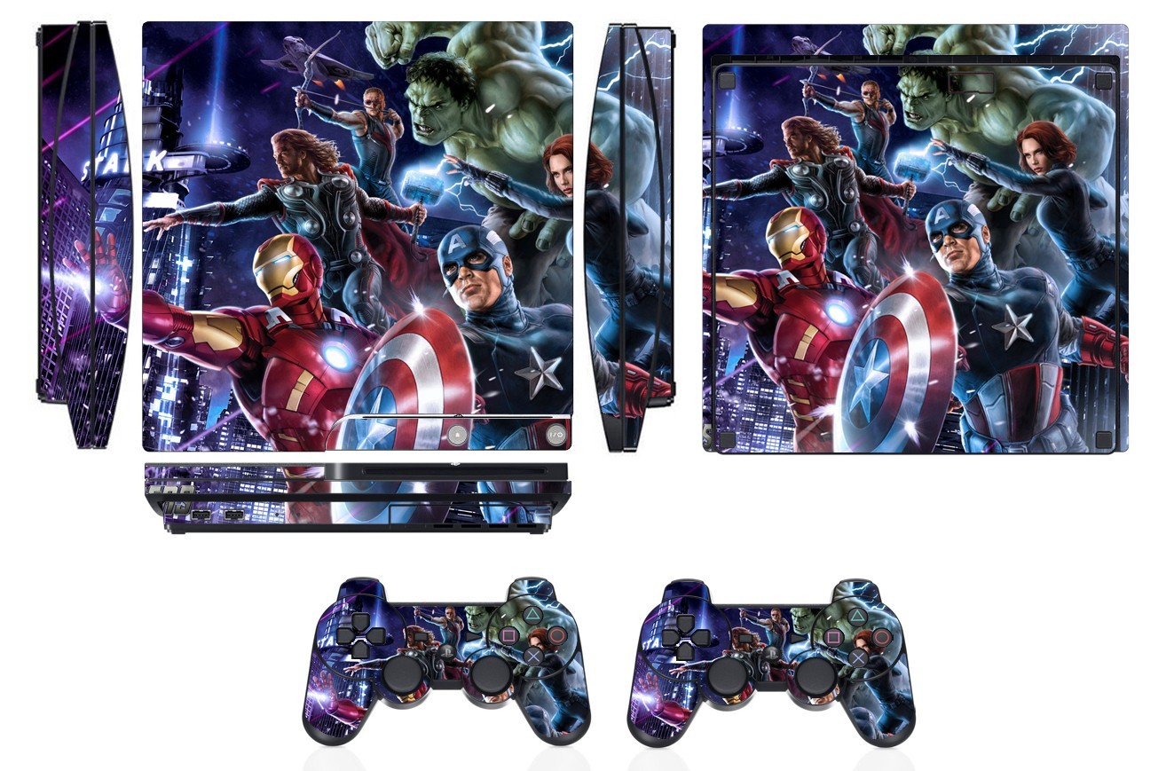 Skin Sticker Cover for PS3 PlayStation 3 Slim and 2 controller skins Q260