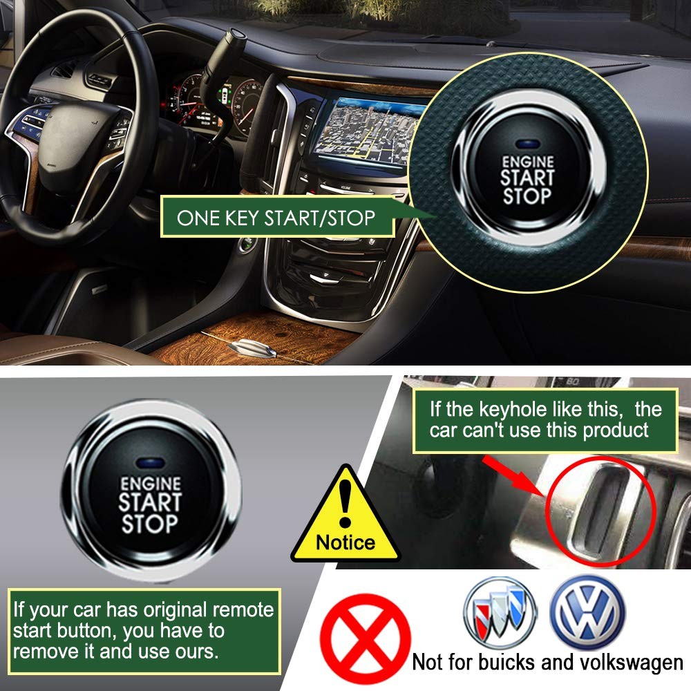 Universal Car Alarm Remote Engine Start Kits One Key Remote Engine Start for ...
