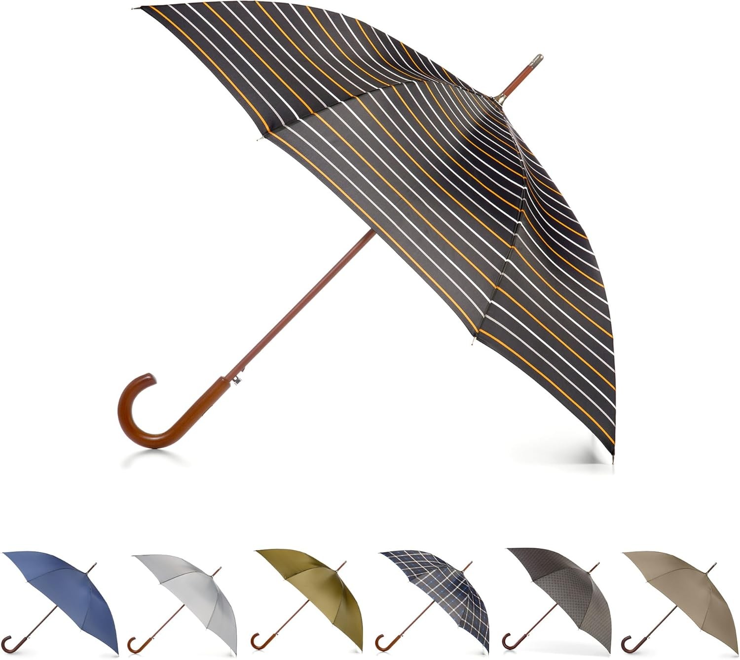 Tote's Men's Eco Auto Open Wooden Handle J Stick Umbrella