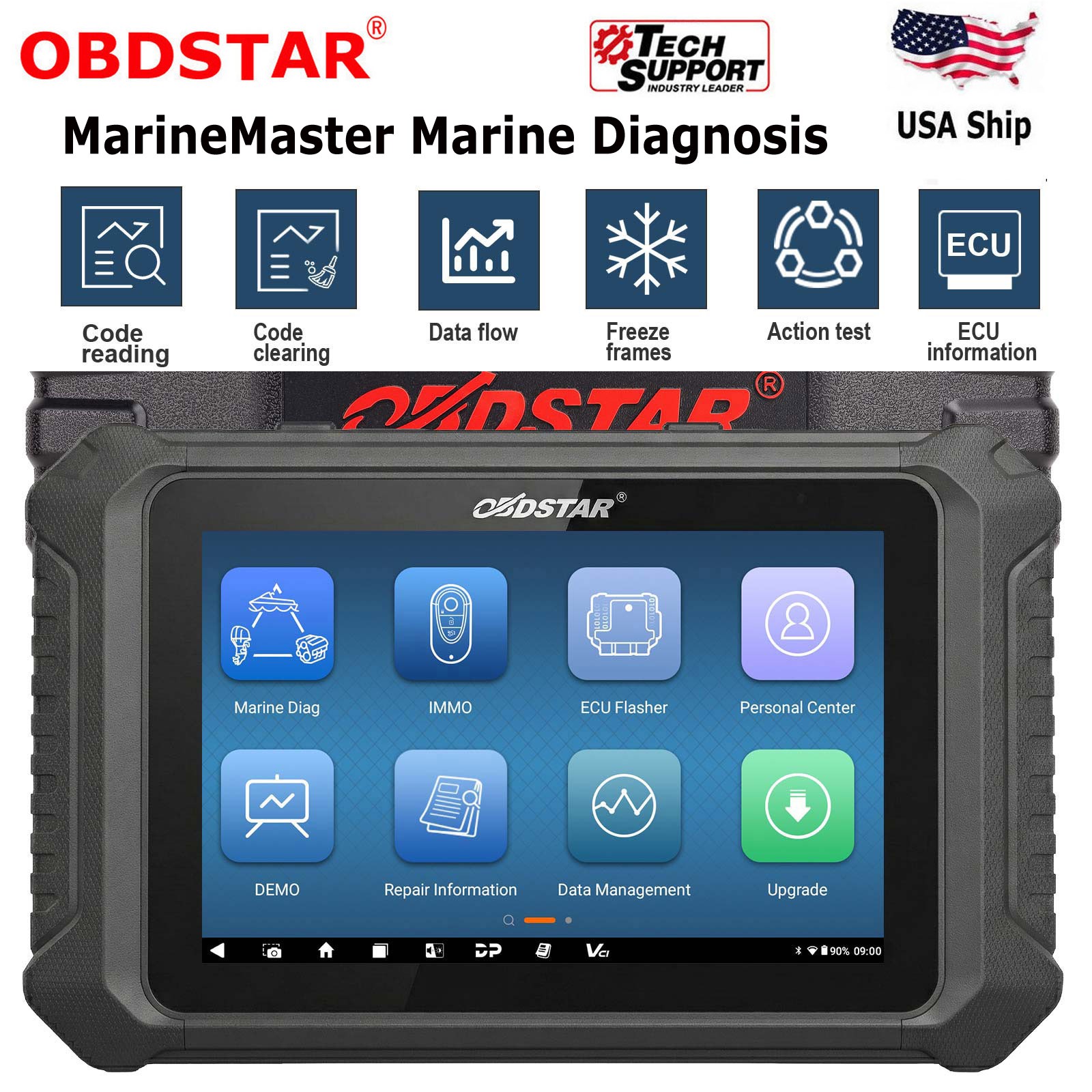 OBDSTAR MarineMaster Marine Diagnostic Scanner Tool Action Test Setting Coding