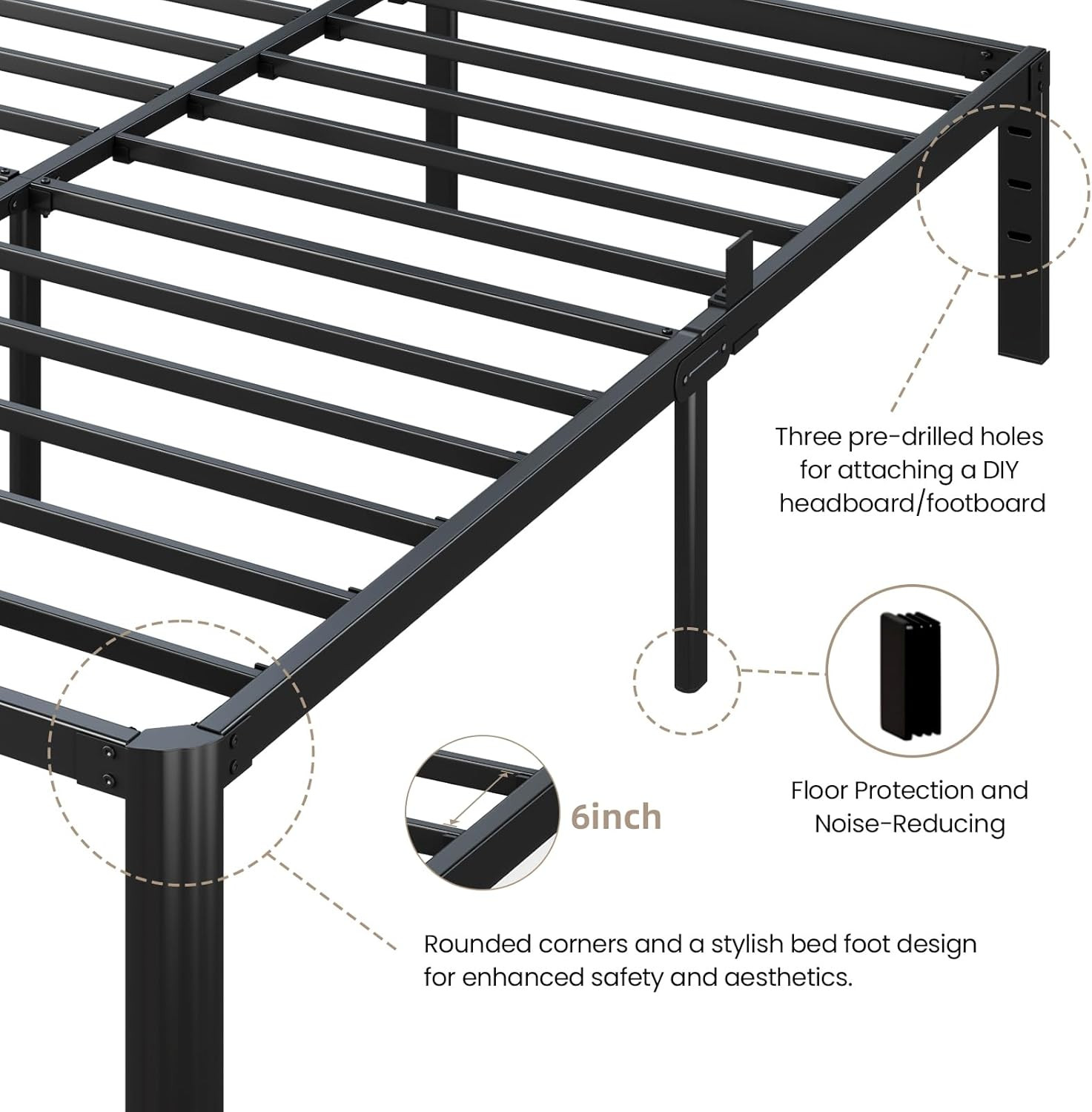 Metal Bed Frame King Size, 14 Inch 3500 lbs Heavy Duty Platform Bed Frames Steel