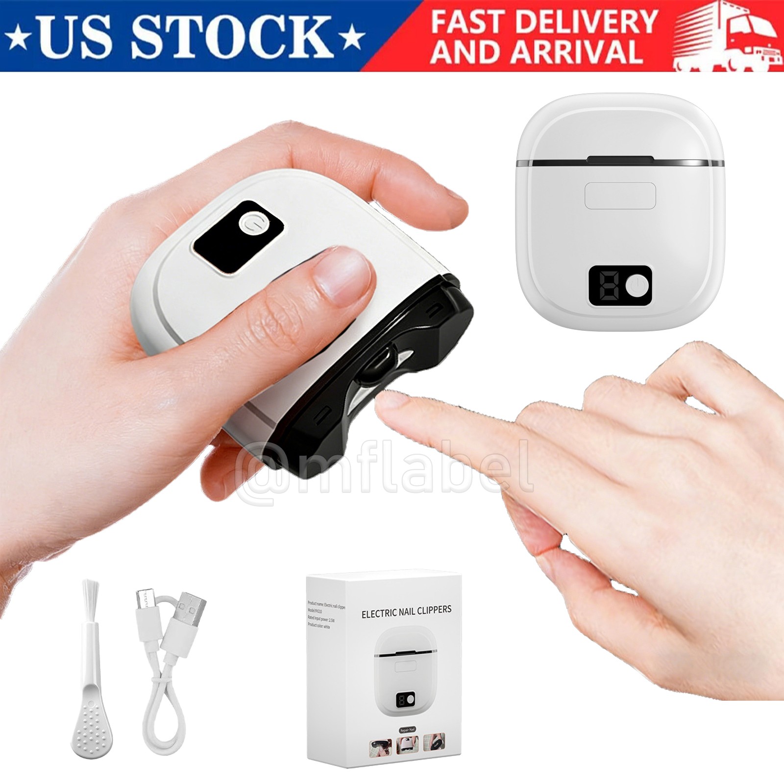 Automatic Electric Toe Nail Clippers USB Rechargeable Nail Trimmer w/ LED Light
