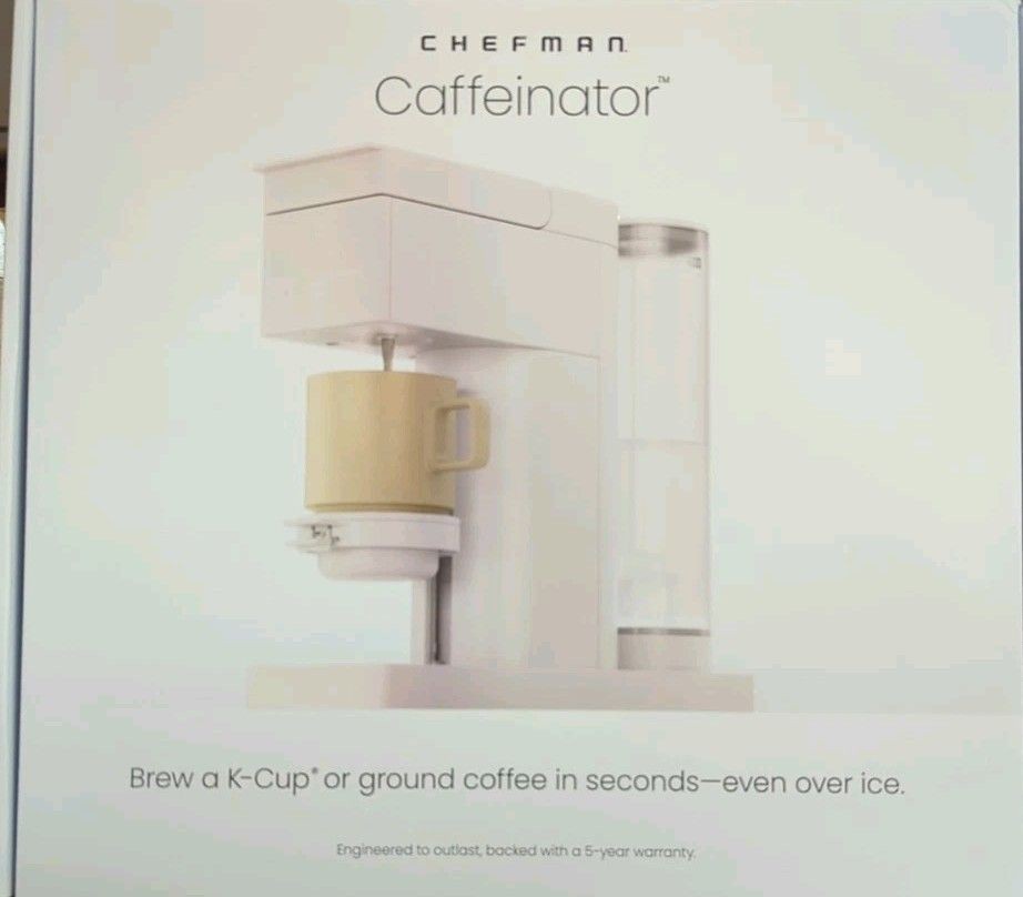 Chefman Caffeinator Coffee Maker Single Serve K-Cup or Ground 45 oz  White - NWT