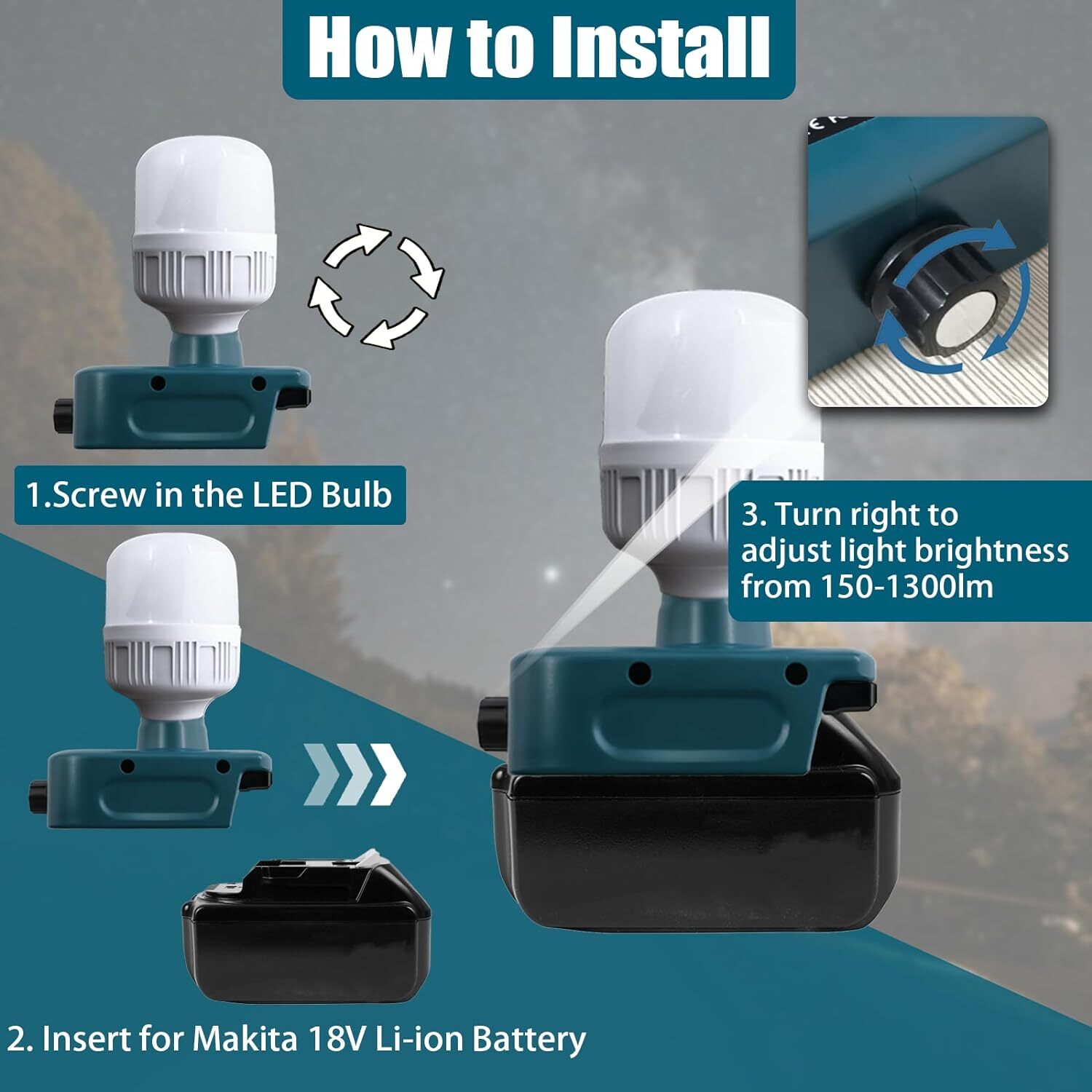 LED Work Light Protable Lamp Flashlight Camping Light for Makita 18V Lantern