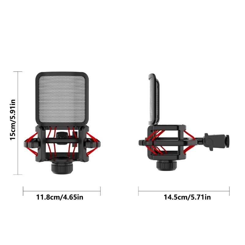 Adjustable Microphone Shock Mount With Microphone Filter Windscreen Reduce Noise