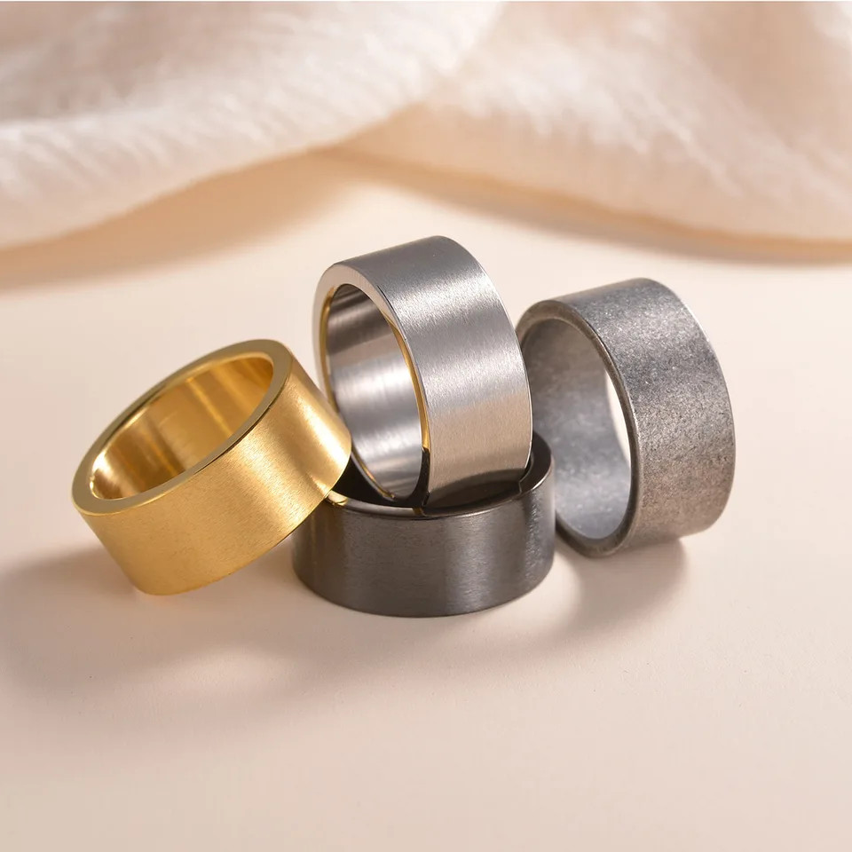 Stainless Steel Ring 10mm Wide Smooth Wedding Band Comfort Fit Men Jewelry