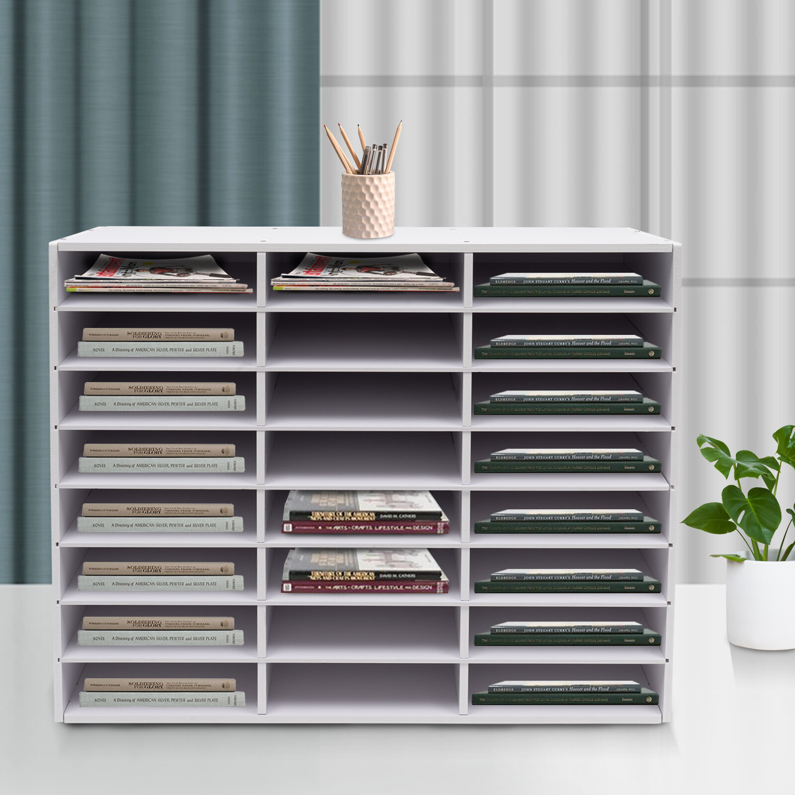 Classroom Mailbox - 24 Slots Literature Organizer, Construction Paper White