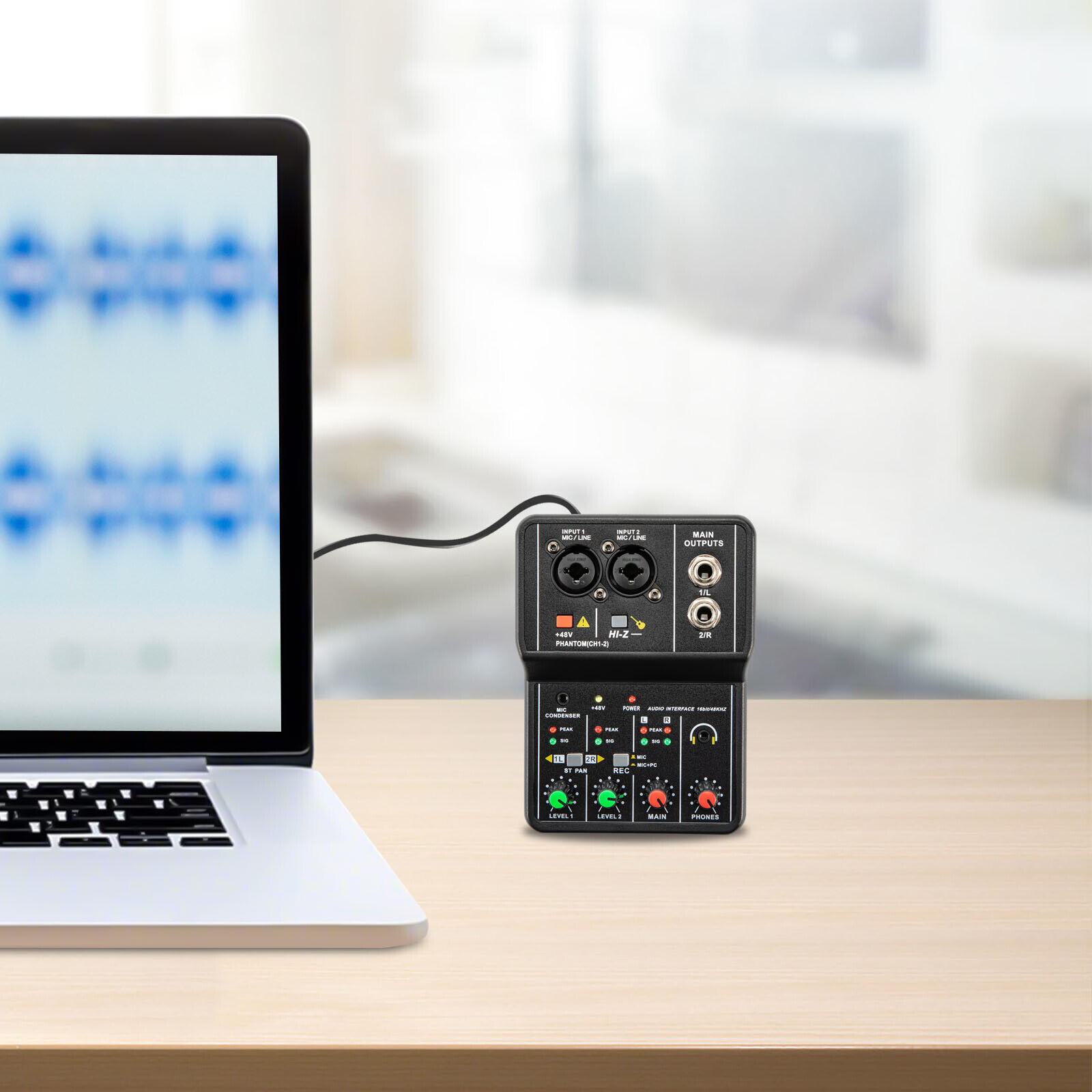 2Channel Mini Audio Mixer USB Bluetooth DJ Sound Mixing Console Amplifier Studio
