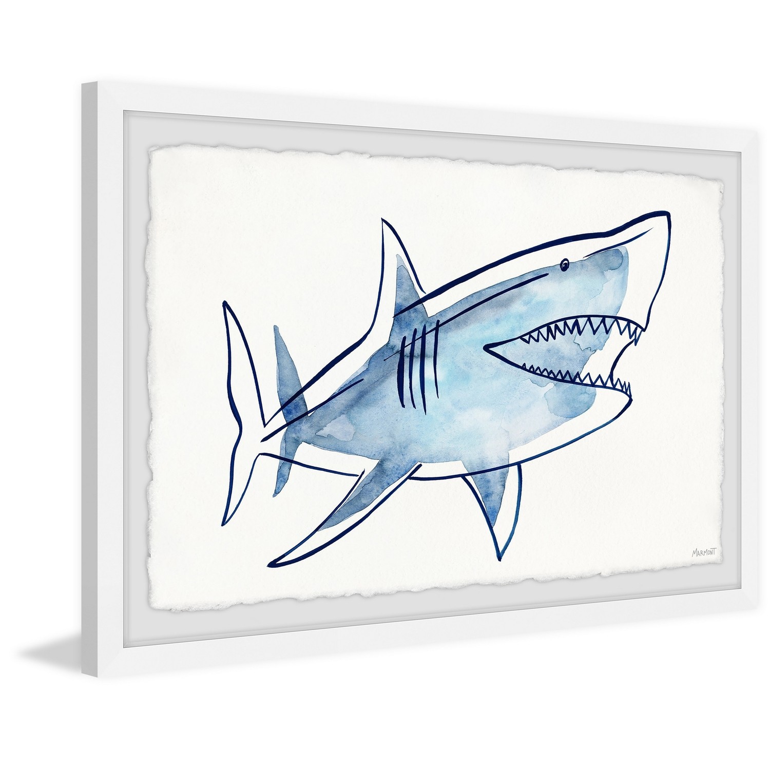 Marmont Hill Shark Outline Framed Painting Print