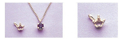 Round Charm Style Sterling Silver Pre-Notched Light Pendant Setting (2mm - 4mm)