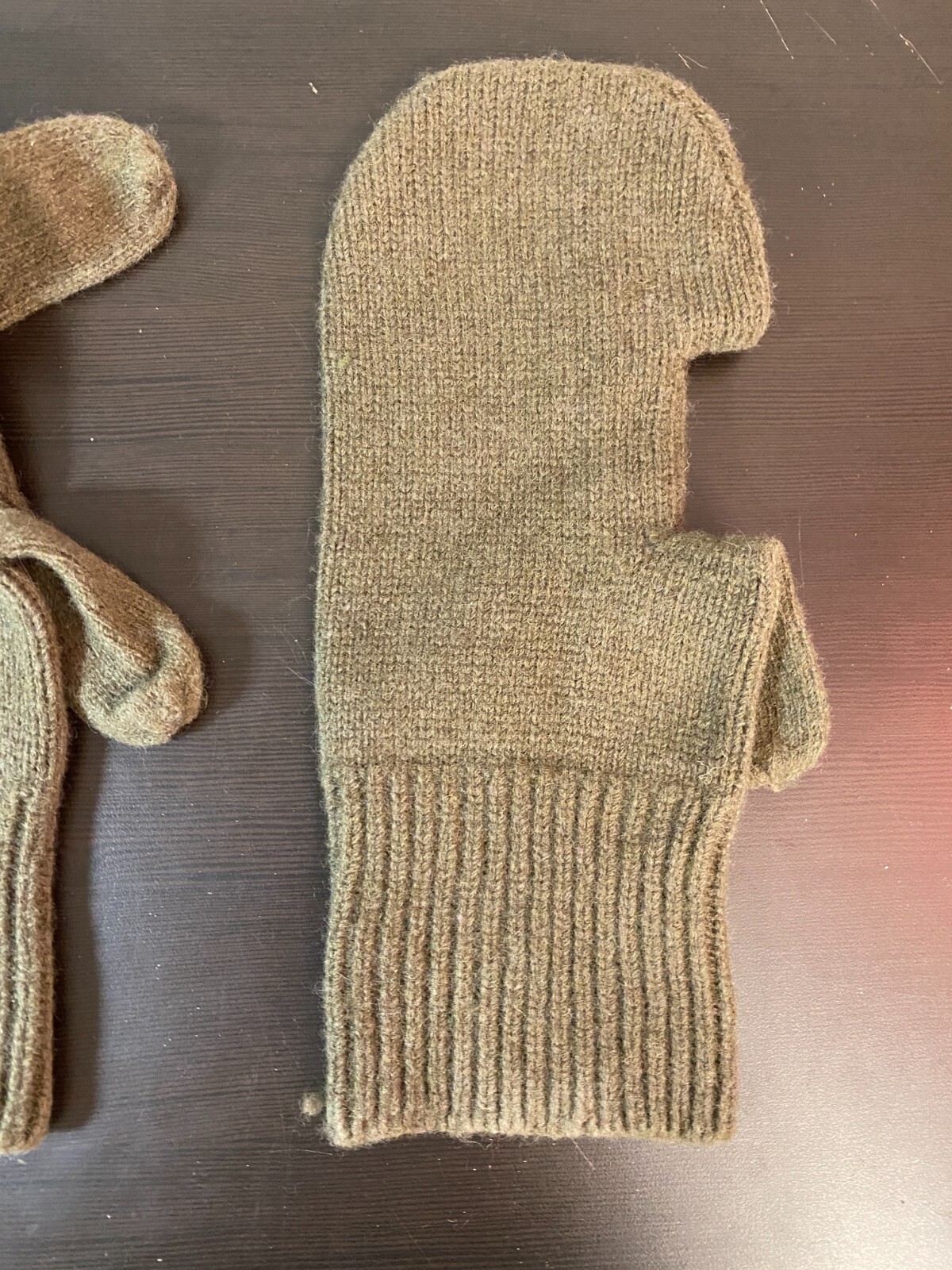 Vintage US Army Trigger Finger Mitten Inserts Size Large Wool / Nylon Unissued